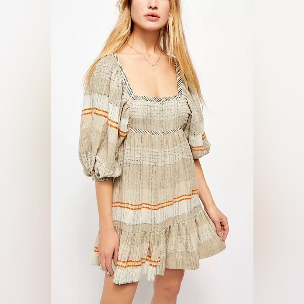 Free People All Lined Up Mini Dress - Picture 1 of 11